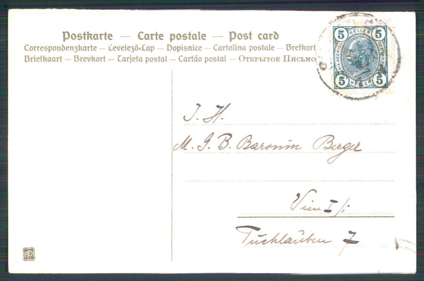 Art Nouveau Winter Landscape Best Wishes Relief postcard TC2777 – retro