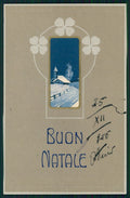 Art Nouveau Winter Landscape Wishes Four Leaf Clover Luck Relief postcard TC2781 – fronte