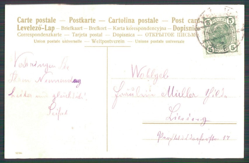 Art Nouveau Flowers Best Wishes Purple Landscape Relief PIN HOLE postcard TC2789 – retro