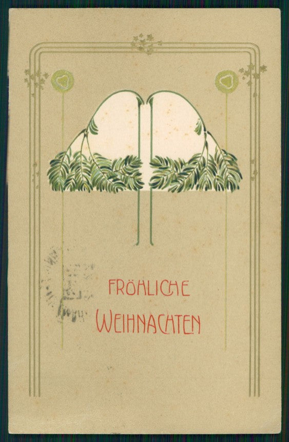 Art Nouveau Christmas Relief Best Wishes postcard TC2791 – fronte