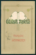 Art Nouveau Christmas Relief Best Wishes postcard TC2791 – fronte