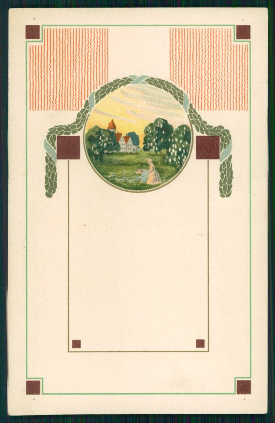 Art Nouveau Spring Landscape Meissner Buch 1439 PIN HOLE postcard TC2793 – fronte