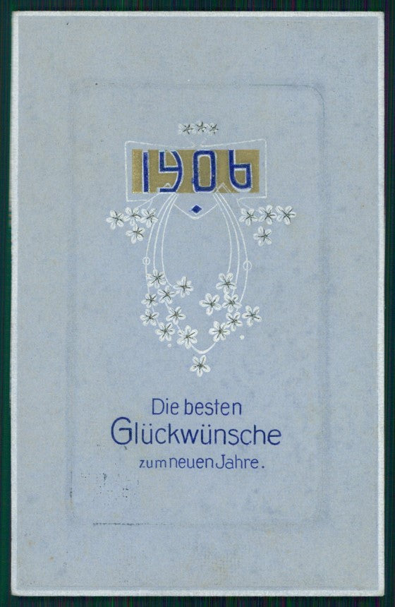 Art Nouveau Flowers Best Wishes 1906 Year Relief postcard TC2795 – fronte