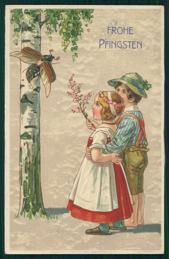 Children Pfingsten Pentecost Best Wishes Relief postcard TC2862 – fronte
