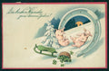 Happy New Year Best Wishes Pig Leaf Clover Luck Relief 3226 postcard TC2866 – fronte