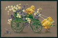 Happy Easter Chick Purple Violets Flowers Relief EAS postcard TC2882 – fronte