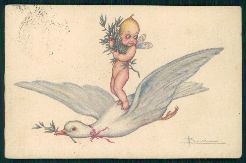 Artist Signed Busi Fairy Dove Happy Easter serie 154 postcard TC2904 – fronte