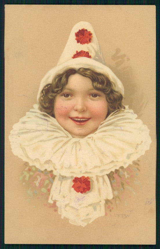 Artist Signed F. Baumgarten Pierrot Child Meissner Buch 1966 postcard TC2917 – fronte
