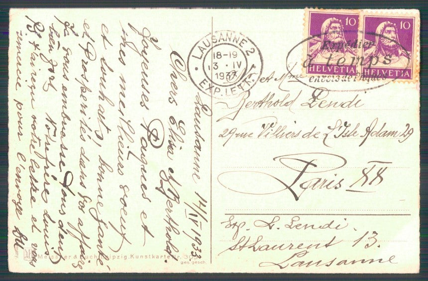 F. Baumgarten ? Girl Purple Violets Meissner Buch 305 postcard TC2918 – retro