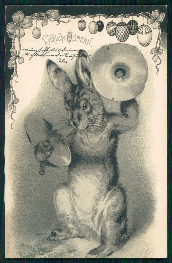 Happy Easter Best Wishes Rabbit Eggs Relief postcard TC2941 – fronte