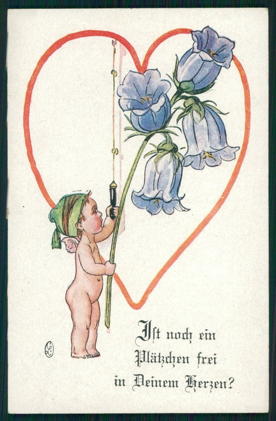 Angel Cupid Flowers Heart serie 4366-2 postcard TC2962 – fronte