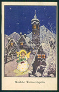Christmas Angel Winter Landscape B K W I 3193-1 postcard TC2970 – fronte