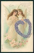 Angel Purple Violets Relief Heart M.S.i.B. 13589 postcard TC2979 – fronte