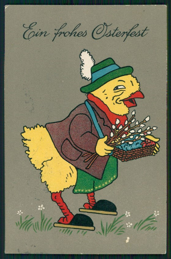 Artist Signed F. Baumgarten Easter Dressed Chick EAS postcard TC3004 – fronte