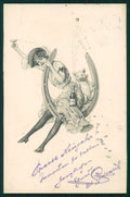 Artist Signed Viennoise Toasting Lady Pig Theo Stroefer 205 10 postcard TC3042 – fronte