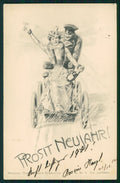 Artist Signed Viennoise Toasting Lady Couple Theo Stroefer 69 2 postcard TC3043 – fronte
