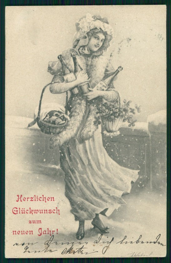 Artist Signed Viennoise Toasting Lady B K W I serie 2572-1 postcard TC3046 – fronte