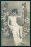 Toasting Lady New Year Four Leaf Clover Luck serie 2288 RPPC postcard TC3053 – fronte