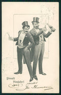 Artist Signed Benesch Toasting Men New Year postcard TC3059 – fronte