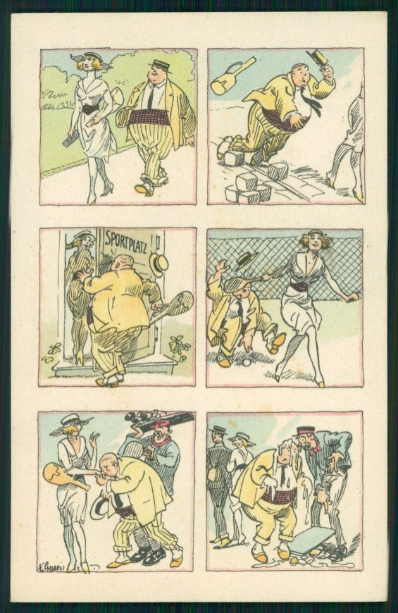 Artist Signed Tennis Sport Glamour Lady Comic B K W I 295-2 postcard TC3066 – fronte