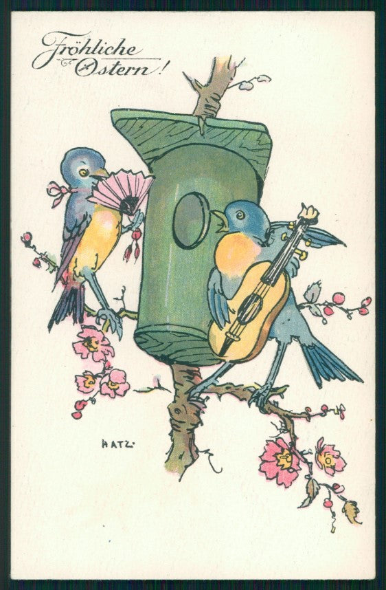 Artist Signed Hatz Easter Birds Viola B K W I 4627-2 postcard TC3096 – fronte