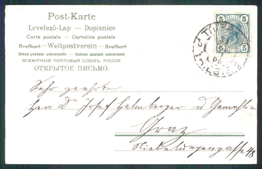Art Nouveau Happy New Year Four Leaf Clover Luck Relief postcard TC3098 – retro