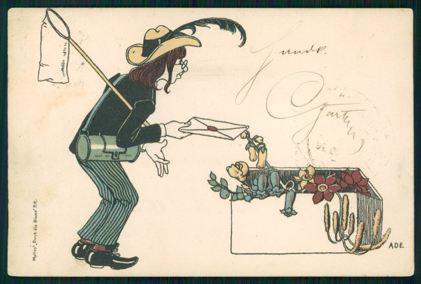 Artist Signed Ade Mail Box Man ABRADED postcard TC3102 – fronte