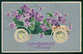 Art Nouveau Car Purple Violets Relief postcard TC3117 – fronte