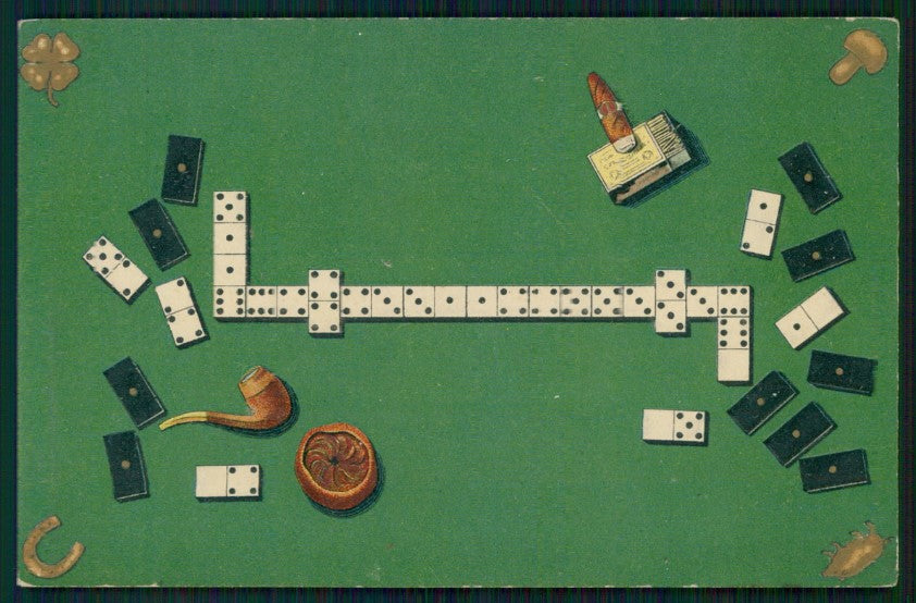 Dominoes Domino Gioco Four Leaf Clover Luck Relief serie 14069 postcard TC3128 – fronte