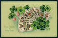 Playing Cards Four Leaf Clover Luck serie 2277 postcard TC3132 – fronte