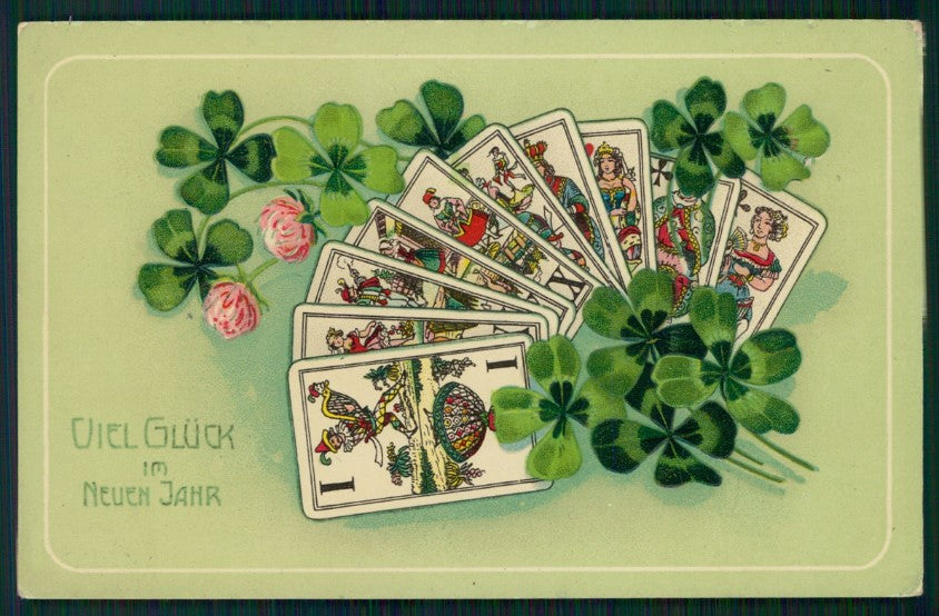Playing Cards Four Leaf Clover Luck serie 2277 postcard TC3132 – fronte