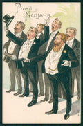 Happy New Year Prosit Neujahr Chorus of Men serie 520 postcard TC3137 – fronte