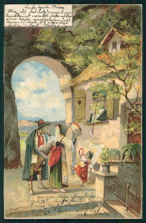 Artist Signed Theodor Guggennberger Dressed Animals Mouse Frog postcard TC3147 – fronte