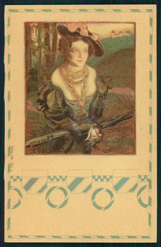 Artist Signed Gottlieb Theodor Kempf Art Nouveau Lady 166-3 postcard TC3161 – fronte