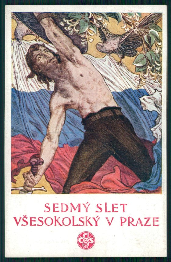 Artist Signed Slet Vsesokolsky 1920 v Praze Man postcard TC3182 – fronte