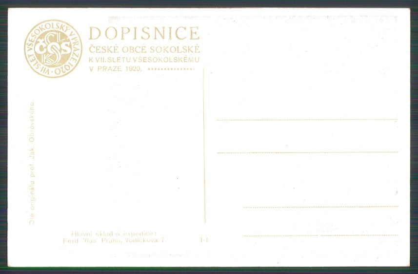 Artist Signed Slet Vsesokolsky 1920 v Praze Man postcard TC3182 – retro