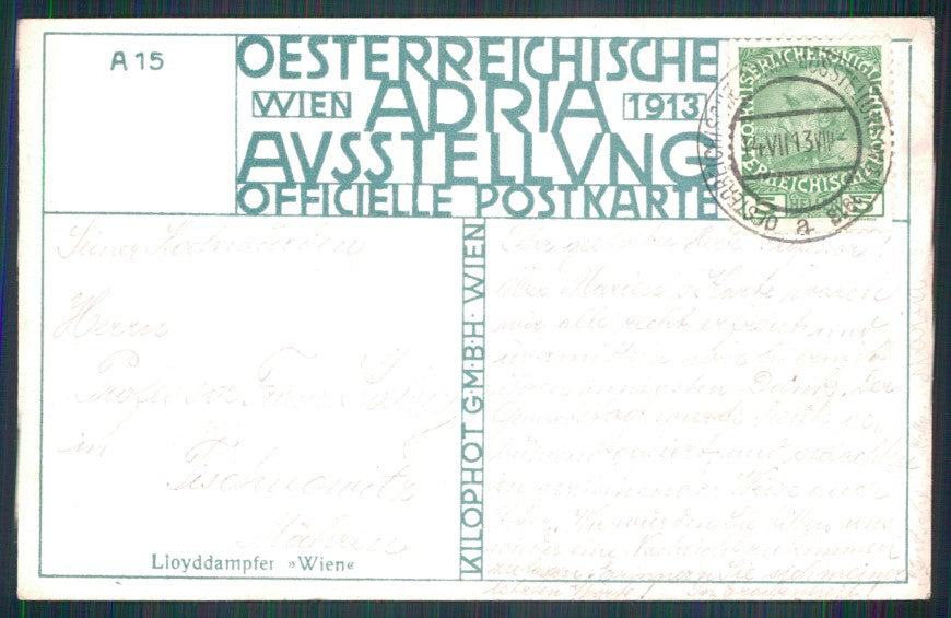 Artist Signed Kalmsteiner Adria Ausstellung Wien 1913 postcard TC3210 – retro