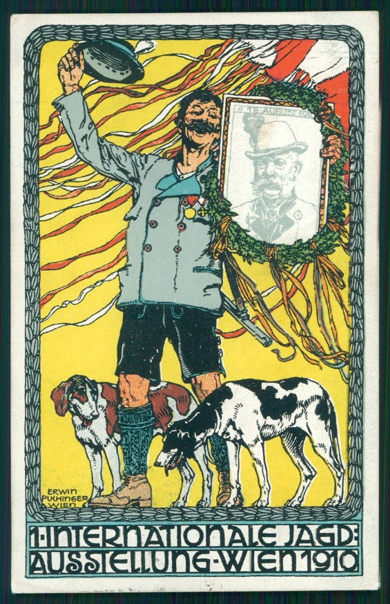 Puchinger Kaiser Franz Josef Jagd Caccia Ausstellung Wien 1910 postcard TC3234 – fronte
