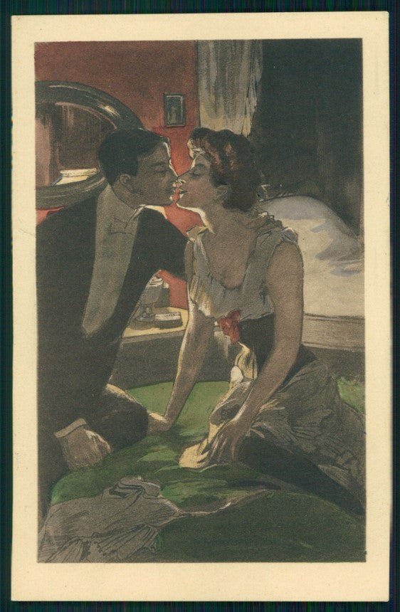 Artist Signed Kissing Couple Simplicissimus Karte serie 732 postcard TC3256 – fronte