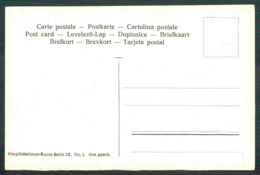 Artist Signed Simplicissimus Karte serie IX 1 TRACCE UMIDO postcard TC3258 – retro