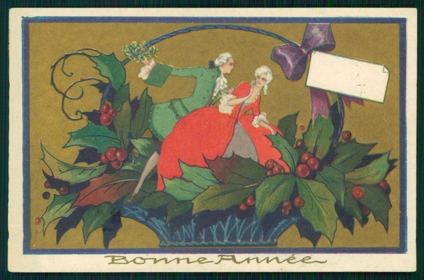 Artist Signed Corbella Couple Christmas ABRADED Degami 3054 postcard TC3316 – fronte