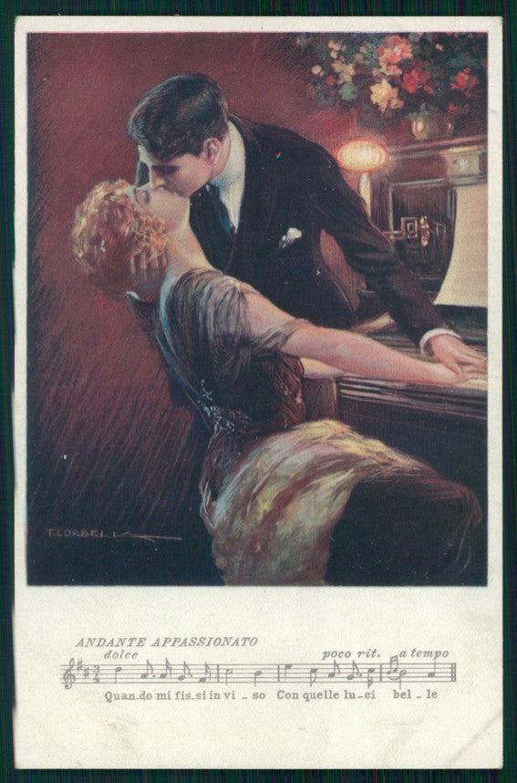 Artist Signed Corbella Kissing Couple Degami serie 460-1 postcard TC3332 – fronte