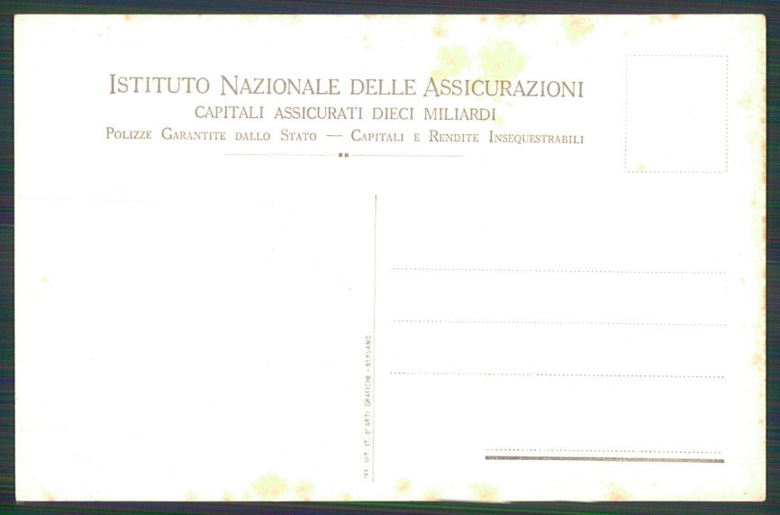 Artist Signed Corbella Lady Assicurazioni INA fascismo Degami postcard TC3356 – retro