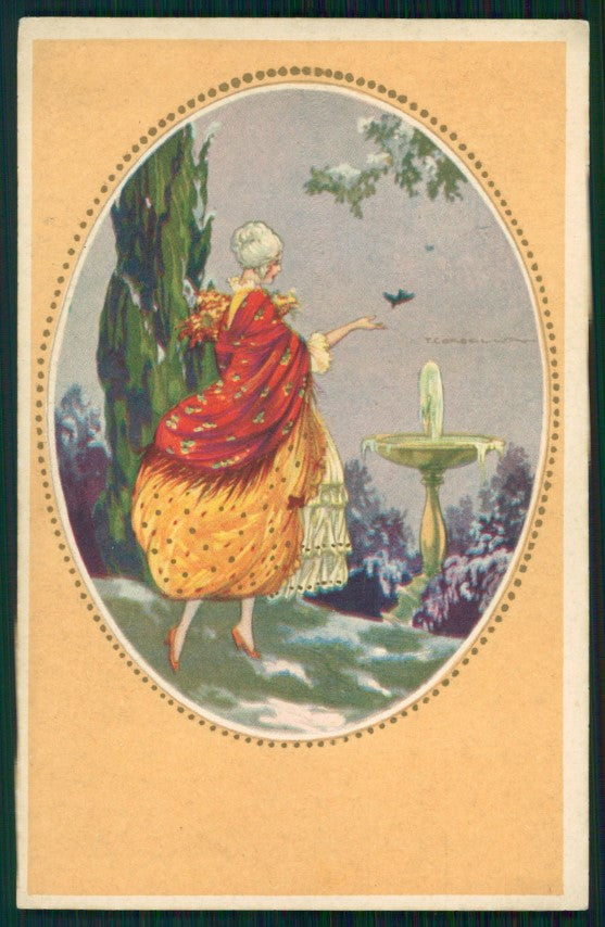 Artist Signed Corbella Glamour Fashion Lady Degami serie 1022 postcard TC3361 – fronte