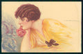 Artist Signed Corbella Glamour Lady WATER STAIN serie 250-1 postcard TC3363 – fronte