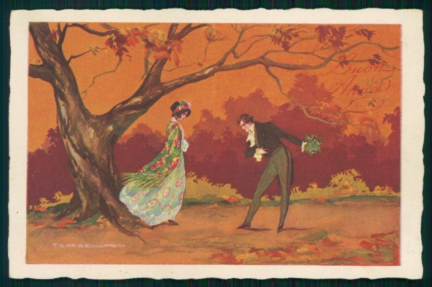 Artist Signed Corbella Romantic Couple Art Deco Degami serie 869 postcard TC3372 – fronte