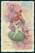 Artist Signed Corbella Lady Pierrot Easter Egg Degami serie 979 postcard TC3376 – fronte