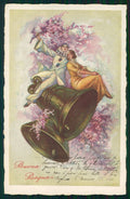 Artist Signed Corbella Lady Pierrot Easter Bell Degami serie 940 postcard TC3377 – fronte