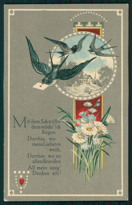 Rondini Swallows Birds Schwalben Mail serie 3140-4 postcard TC3403 – fronte