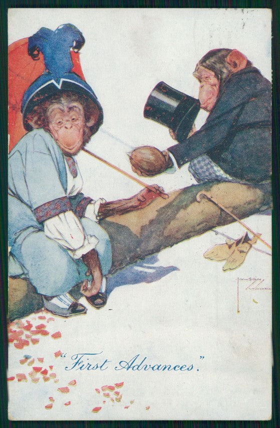 Artist Signed Lawson Wood Dressed Monkeys serie 530 postcard TC3412 – fronte